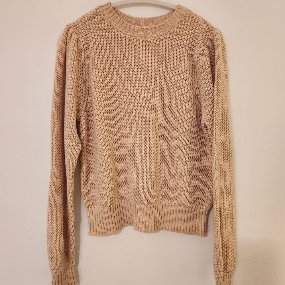 Cozy tan colored Puff sleeve sweater